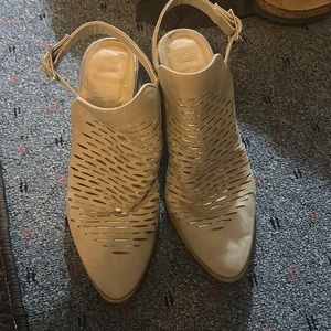 Faux suede gray heeled booties